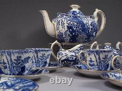 Royal Crown Derby Blue Mikado Coffee Set LARGE Teapot Blue White Dessert Plates