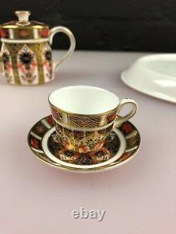 Royal Crown Derby Imari 1128 5 Piece Miniature Tea Set 1128 Teapot Jug Tray Cup