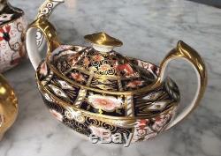 Royal Crown Derby Old IMARI Teapot Tea Set Sugar Creamer & Tray #2451 RARE
