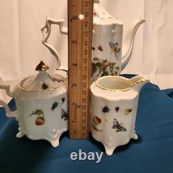 Royal Crown Spring Time 2357 Coffee Pot With Creamer/Sugar/ 2 Cups And Saucers