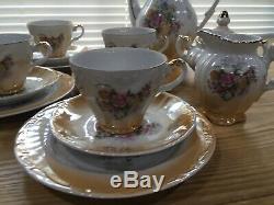 Royal Crown Tea Set Service Luster Teapot Sugar Cream Teacup Saucer 4