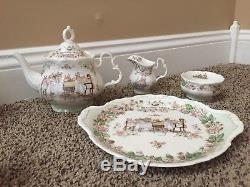 Royal Doulton Brambly Hedge TEA SERVICE SET Teapot Plate Creamer & Sugar Bowl