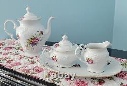 Royal Kent Poland Collection 6 Pc Tea Set RKT6 Embossed Rose/Blue Floral withGold