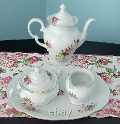 Royal Kent Poland Collection 6 Pc Tea Set RKT6 Embossed Rose/Blue Floral withGold