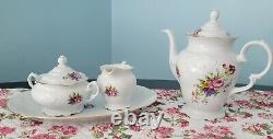Royal Kent Poland Collection 6 Pc Tea Set RKT6 Embossed Rose/Blue Floral withGold