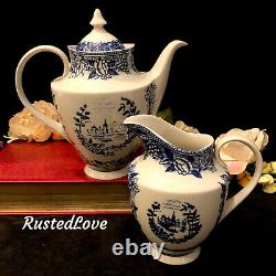 Royal Liverpool Tea Pot and Creamer set Blue and White transferware