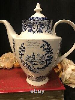 Royal Liverpool Tea Pot and Creamer set Blue and White transferware