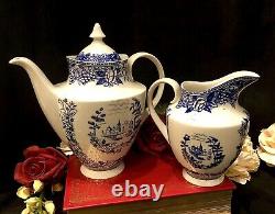 Royal Liverpool Tea Pot and Creamer set Blue and White transferware