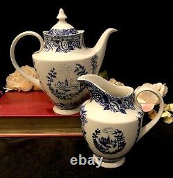 Royal Liverpool Tea Pot and Creamer set Blue and White transferware