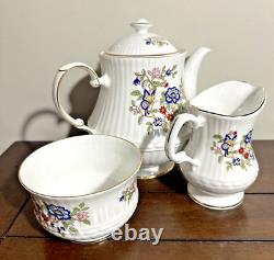Royal Tara Fine Bone China Harmony Tea Pot Open Sugar & Creamer Set Discontinued