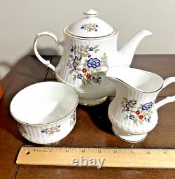 Royal Tara Fine Bone China Harmony Tea Pot Open Sugar & Creamer Set Discontinued