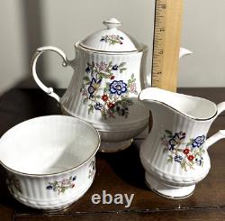 Royal Tara Fine Bone China Harmony Tea Pot Open Sugar & Creamer Set Discontinued