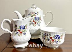 Royal Tara Fine Bone China Harmony Tea Pot Open Sugar & Creamer Set Discontinued