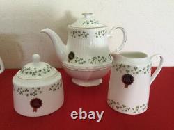 Royal Tara Shamrock Teapot Mugs(4) Saucer Bowl Cake Plate Ireland China Set 10