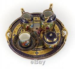 Royal Vienna Porcelain & Jeweled Tea Service Set For 2, Late 19th Century