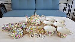 Royal Winton Chintz Clevedon Teapot, Cups Saucers 15 pcs, Summertime 3 pc Set