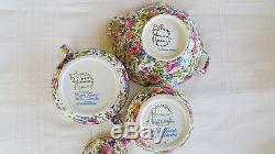 Royal Winton Chintz Clevedon Teapot, Cups Saucers 15 pcs, Summertime 3 pc Set