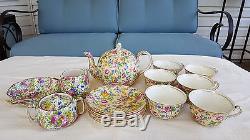 Royal Winton Chintz Clevedon Teapot, Cups Saucers, Summertime 3 pc Set