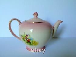 Royal Winton Grimwades Pink Red Roof Teapot Creamer Sugar Bowl Set