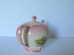 Royal Winton Grimwades Pink Red Roof Teapot Creamer Sugar Bowl Set