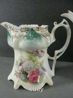 Rs Prussia Antique Hand Painted Porcelain Tea Set? Tea Pot Sugar Creamer Lot 3