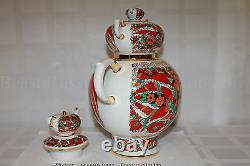 Russian Imperial Lomonosov Porcelain set TWO Teapots Small, BIG Rooster Cockerel