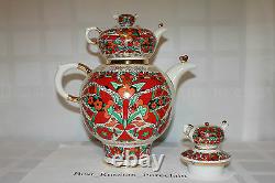 Russian Imperial Lomonosov Porcelain set TWO Teapots Small, BIG Rooster Cockerel