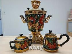 Russian Traditional Hand-painted Electric Samovar Set/teapot/sugar Bowl Metal