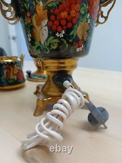 Russian Traditional Hand-painted Electric Samovar Set/teapot/sugar Bowl Metal