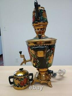 Russian Traditional Hand-painted Electric Samovar Set/teapot/sugar Bowl Metal