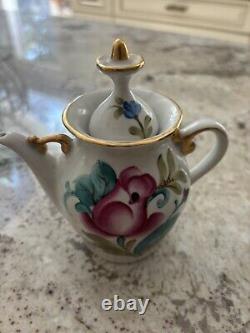 Russian Vintage Porcelain Soviet Floral Teapot Set of 3 Large One Is 30 cm