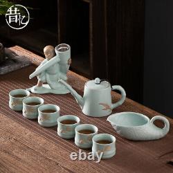 Ruyao Kung Fu Tea Set, High End Light Luxury Tea Pot and Cup Set