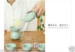 Ruyao boutique tea set porcelain kung fu tea pot solid wood tea tray ebony table
