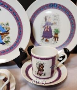 SARAH KAY Valentine Tea Set for 4 Plate Cup Saucer Coffee Pot Sugar Bowl RARE