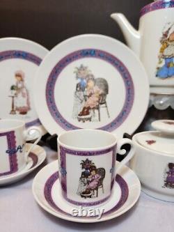 SARAH KAY Valentine Tea Set for 4 Plate Cup Saucer Coffee Pot Sugar Bowl RARE