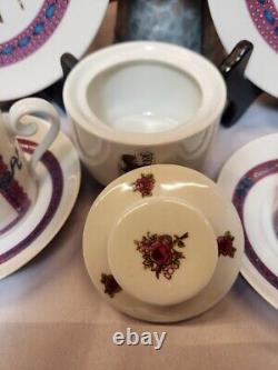 SARAH KAY Valentine Tea Set for 4 Plate Cup Saucer Coffee Pot Sugar Bowl RARE