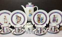 SARAH KAY Valentine Tea Set for 4 Plate Cup Saucer Coffee Pot Sugar Bowl RARE