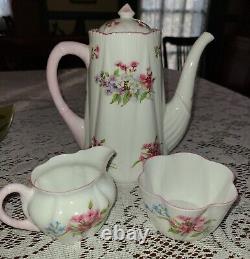 SET Shelley England TeaPot Sugar Creamer Pink Flowers Dainty Bridal 272101