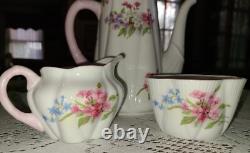 SET Shelley England TeaPot Sugar Creamer Pink Flowers Dainty Bridal 272101