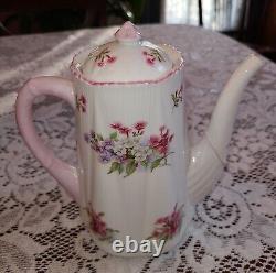SET Shelley England TeaPot Sugar Creamer Pink Flowers Dainty Bridal 272101