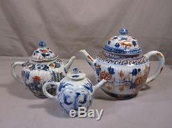 SET of 3,18th KANGXI chinese teapot porcelain imari blue 18th no vase bowl
