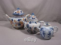 SET of 3,18th KANGXI chinese teapot porcelain imari blue 18th no vase bowl