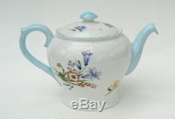 SHELLEY 14pc TEA-FOR-2 SET WITH TEA POT PRETTY WILD FLOWERS PALE BLUE TRIM 13668