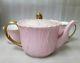 Shelley 2nd #8971 Pink Oleander Tea Set Pot 4 Cups Saucers Cream Sugar Rare Size