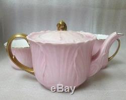 SHELLEY 2nd #8971 Pink Oleander Tea Set Pot 4 Cups Saucers Cream Sugar RARE SIZE