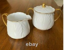 SHELLEY FINE BONE CHINA OLEANDER Antique Creamer Sugar Holder & Teapot Set
