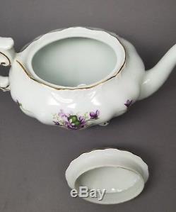 SPRING VIOLETS ROSSETTI Tea Set Teapot Sugar Bowl Creamer Hand Painted Japan