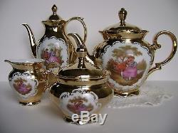 Stw Bavaria Germany 7 Pc 24k Gold Gilt Porcelain Tea Coffee Vintage Set Unused