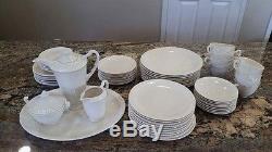 SYRACUSE POTTERY SHELLEDGE SET-plates, bowls, tea pot, creamer, sugar, platter