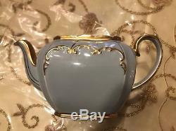 Sadler Blue Tea Set Cube Teapot Sugar Creamer Gold Trim 1922